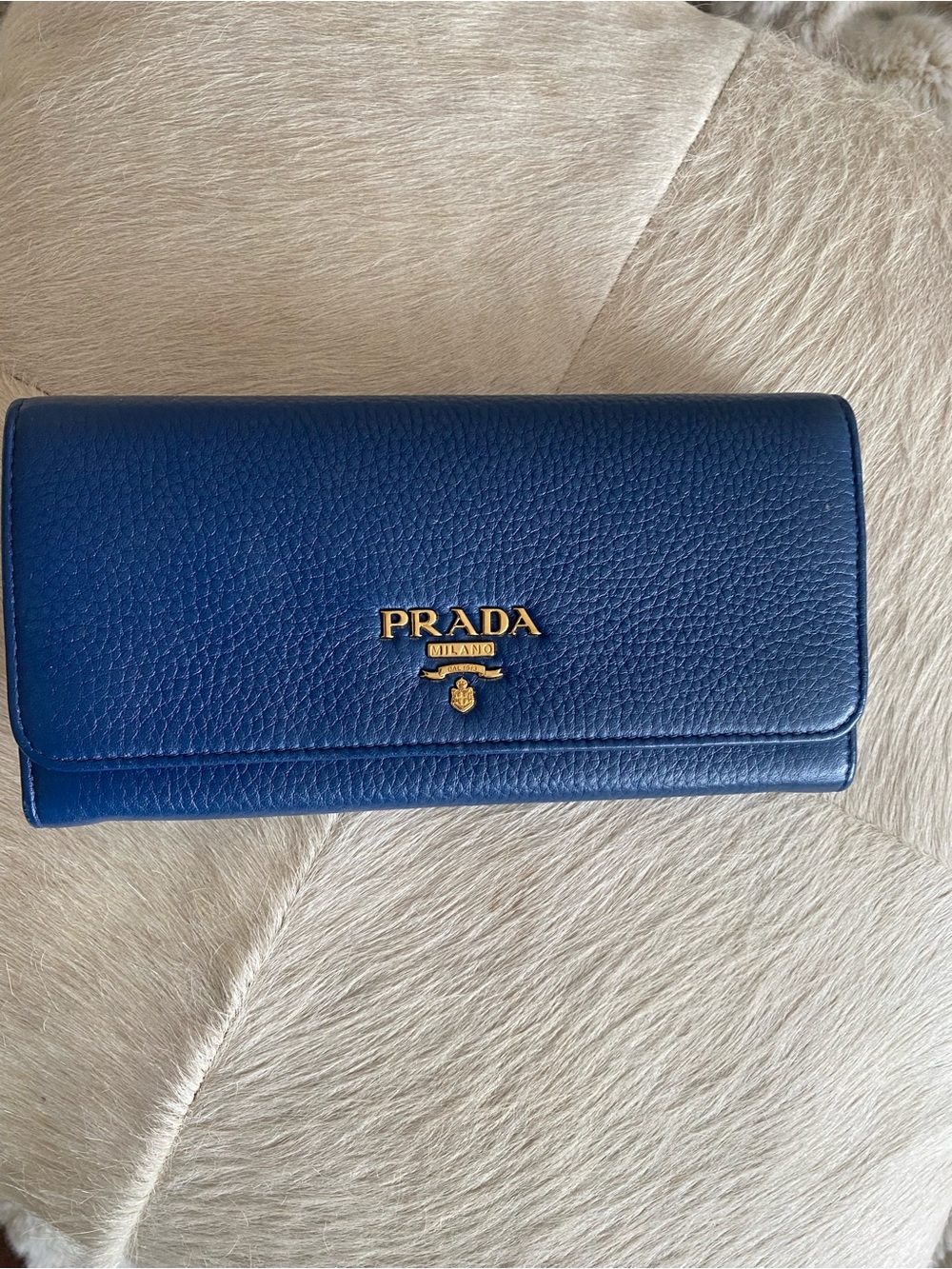 Prada Blue Leather Continental Wallet